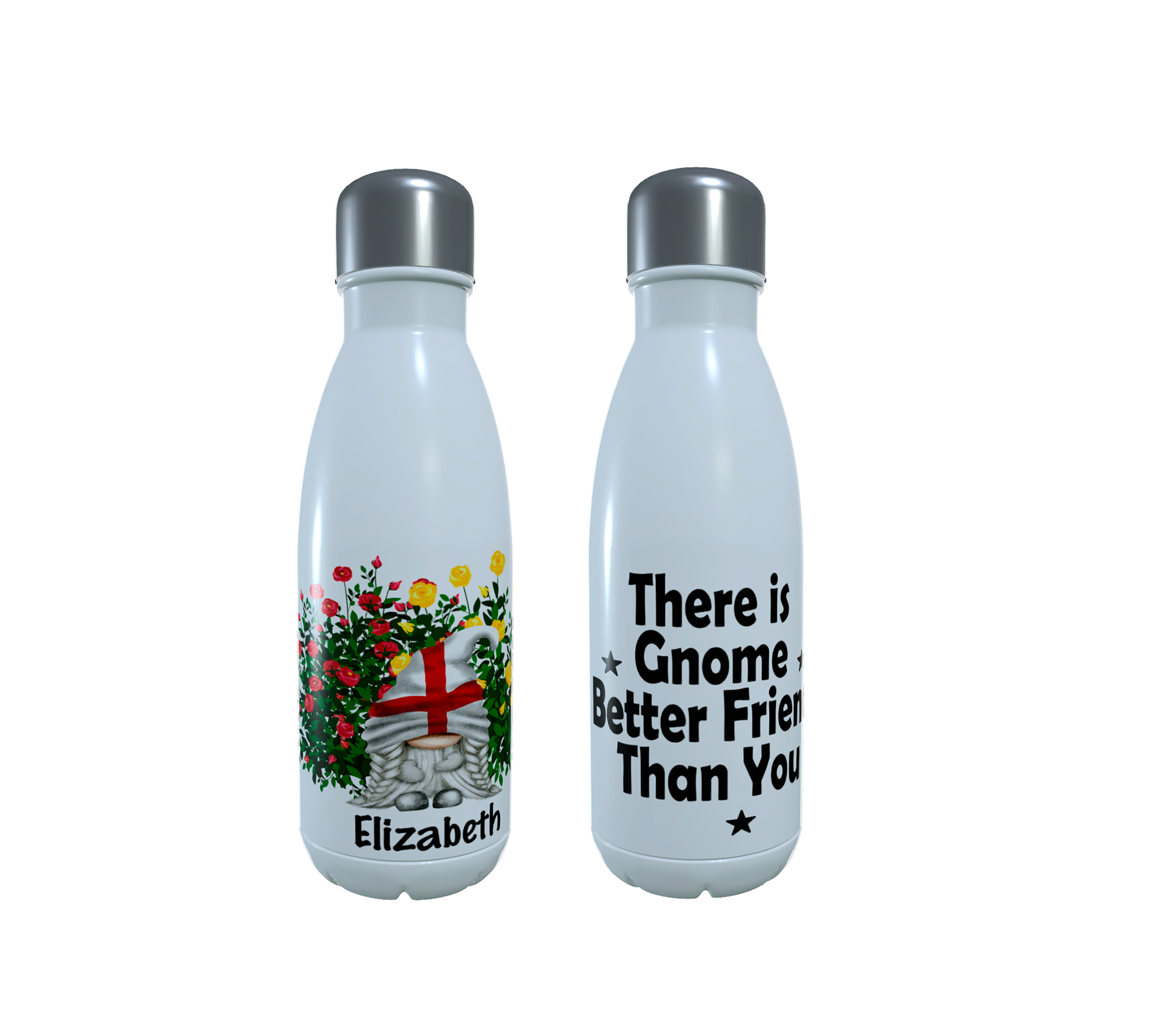 Patriotic Gnome Insulated Drinks Bottle, England Gnome - Click Image to Close